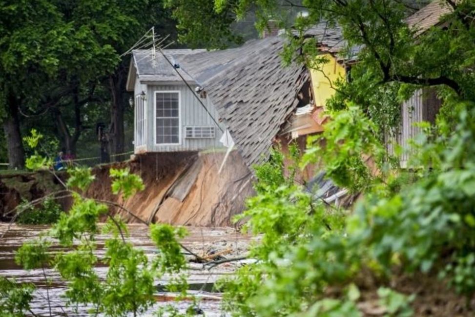 Flood waters from the Cimarron River